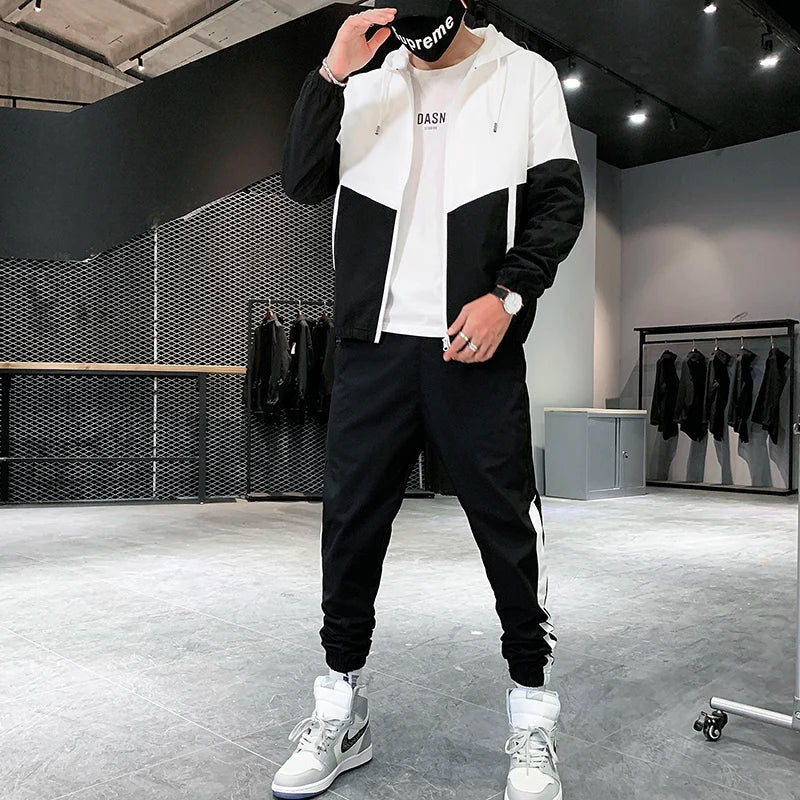 2025 Men Tracksuit Casual Joggers Hooded Sportswear Jackets And Pants 2 Piece Sets Hip Hop Running Sports Suit - 𝐝𝐮𝐯𝐥𝐚𝐬𝐡𝐨𝐩.𝐜𝐨𝐦