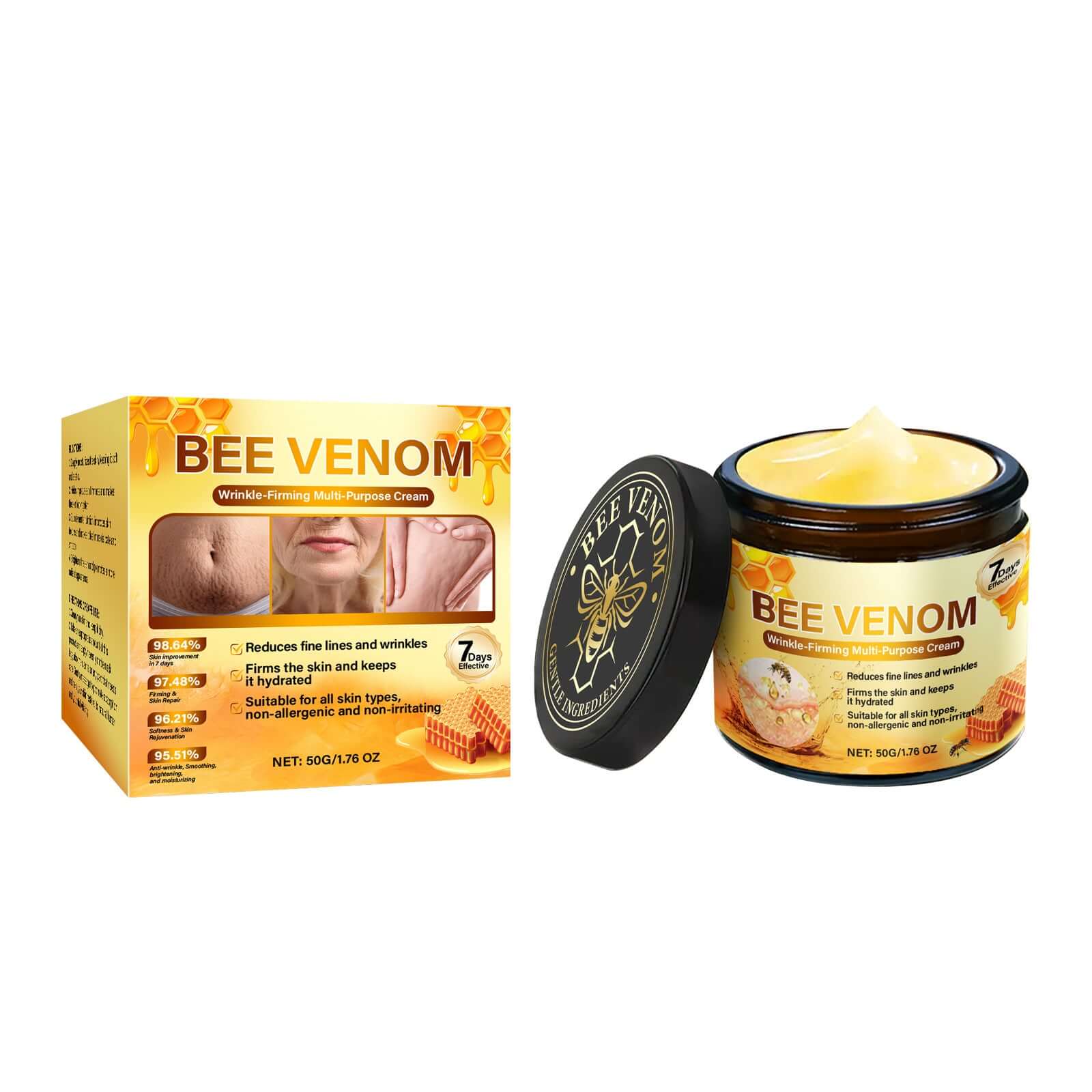 Crème de soin nourrissante pour la peau avec ingrédients doux, contenant une texture crémeuse et un emballage épuré.