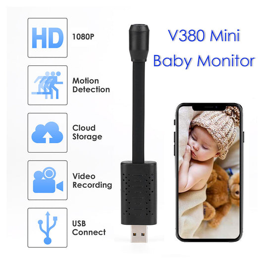 Smart Baby Monitor V380 1080P – Mini Caméra WiFi IP Sécurité Bébé