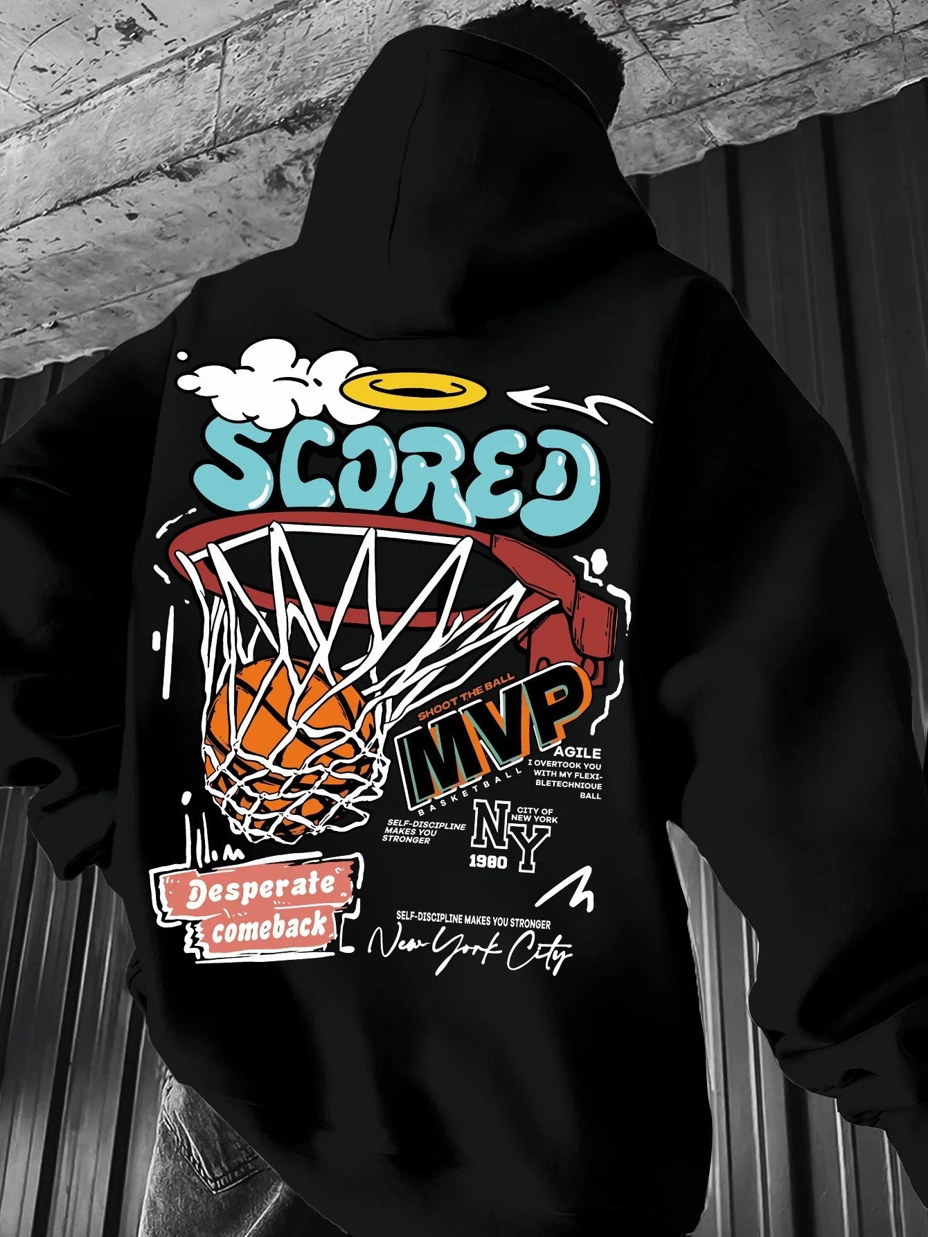 Casual MVP Basketball Graphic Hoodie for Men - Knitted Fabric Regular Fit with Slight Stretch - 𝐃𝐔𝐕𝐋𝐀𝐒𝐇𝐎𝐏