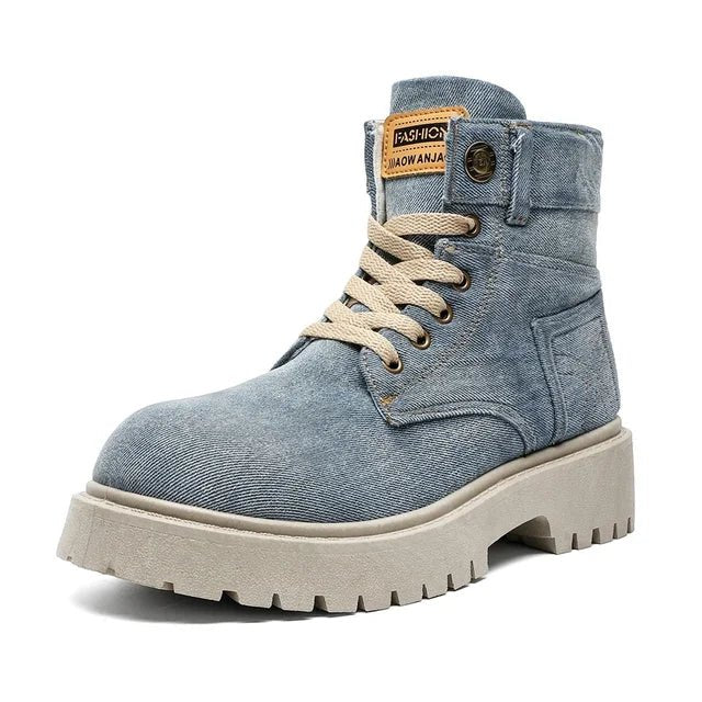 Cowboy boots new autumn thick soled Martin boots fashionable retro washed high top big toe shoes for men - 𝐝𝐮𝐯𝐥𝐚𝐬𝐡𝐨𝐩.𝐜𝐨𝐦