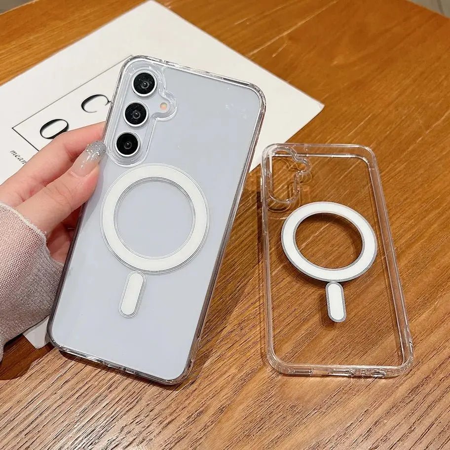 For Magsafe Transparent Magnetic Phone Case For Sumsung S25 S24 S23 S22 S21 FE S20 Ultra Plus A56 A36 A26 A06 Shockproof Cover - 𝐃𝐔𝐕𝐋𝐀𝐒𝐇𝐎𝐏