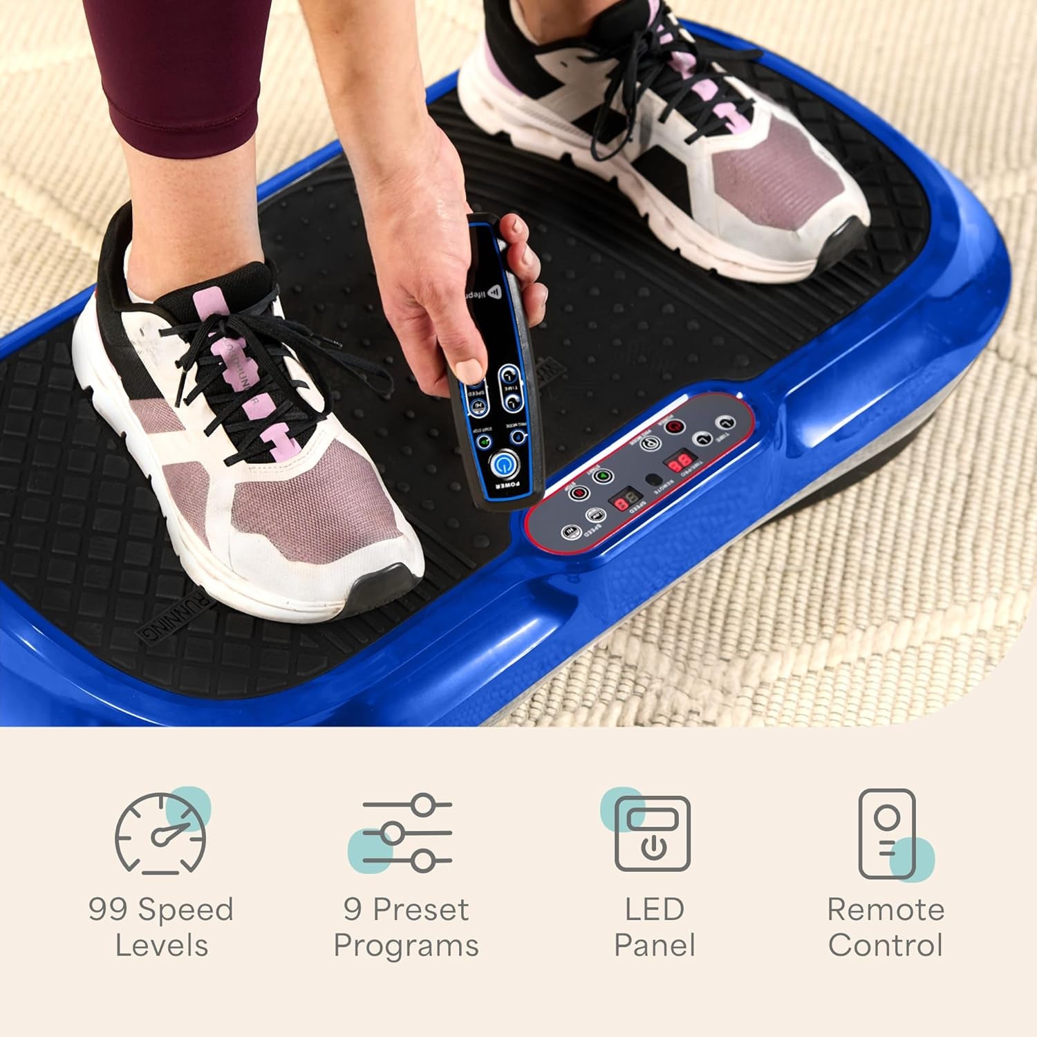Waver Vibration Plate Exercise Machine for Lymphatic Drainage, Muscle Activation, Full-Body Workout Vibrating Platform with Loop Bands, Fitness Equipment for Strength Toning & Fat Loss