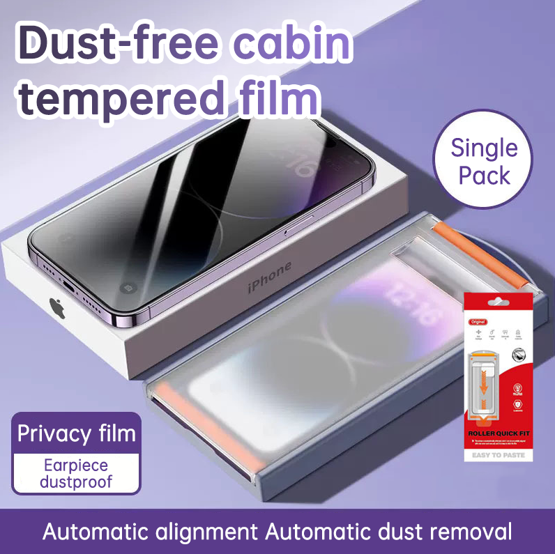 Tempered Glass Screen Protector for Apple iPhone 15 Pro Max Anti-Spy Film with Dust-Free Chamber Roller Application Tool