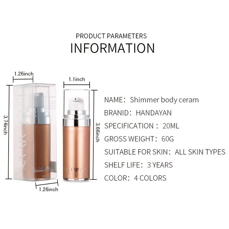 Enlumineur liquide scintillant en 4 couleurs, crème de fond de teint pour le visage et le corps, maquillage illuminateur waterproof