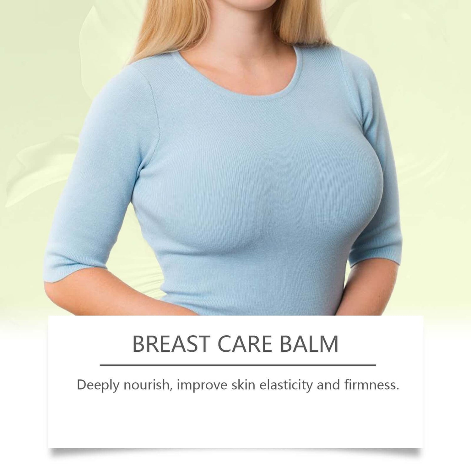 Crème hydratante à base de plantes pour la poitrine, soin nourrissant et apaisant, en pot blanc avec étiquette verte.