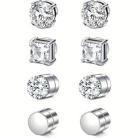 1 Pairs Crystal Strong Magnetic Ear Stud Clip Earrings for Men Women Punk Round Zircon Magnet Earrings Non Piercing Jewelry - 𝐃𝐔𝐕𝐋𝐀𝐒𝐇𝐎𝐏