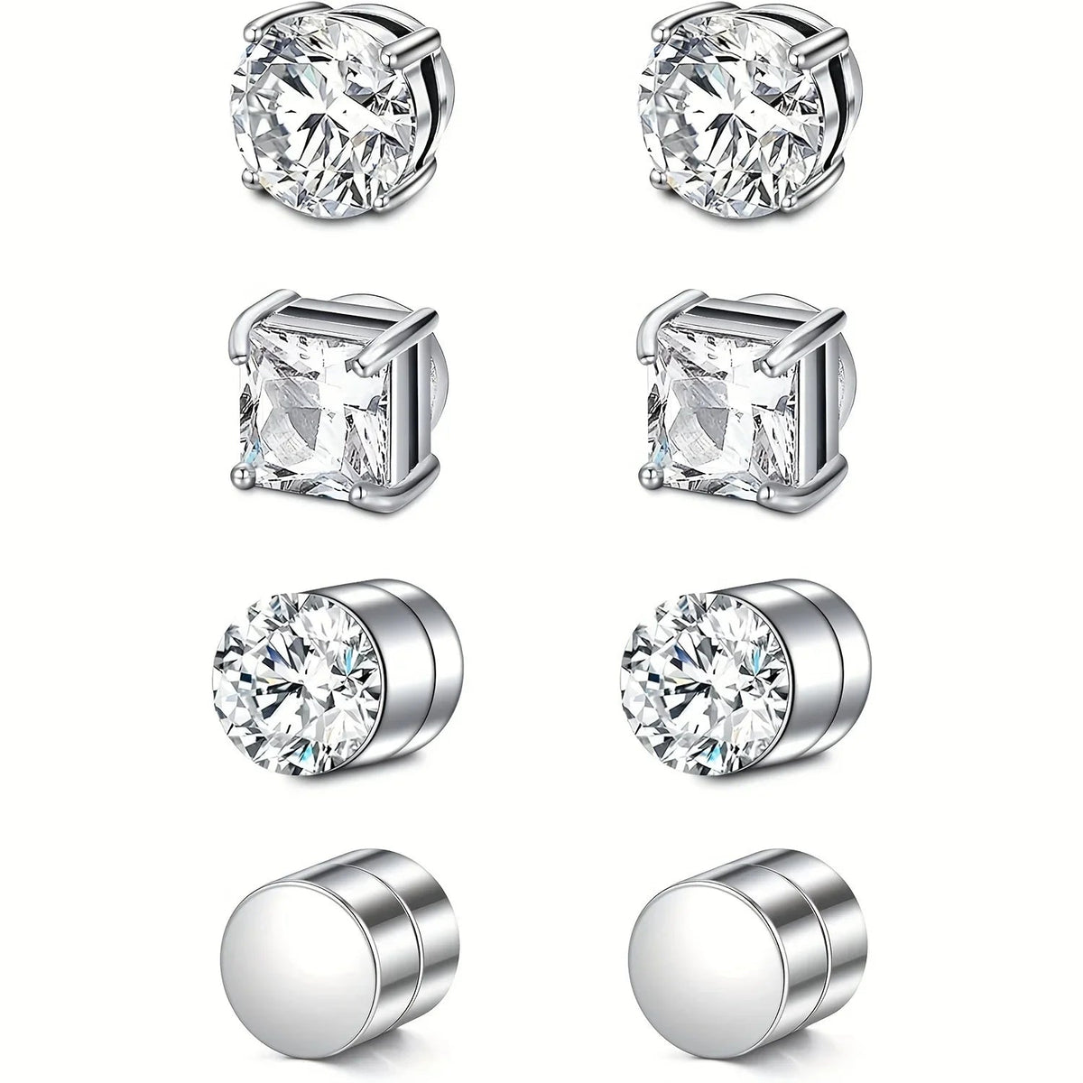 1 Pairs Crystal Strong Magnetic Ear Stud Clip Earrings for Men Women Punk Round Zircon Magnet Earrings Non Piercing Jewelry - 𝐃𝐔𝐕𝐋𝐀𝐒𝐇𝐎𝐏