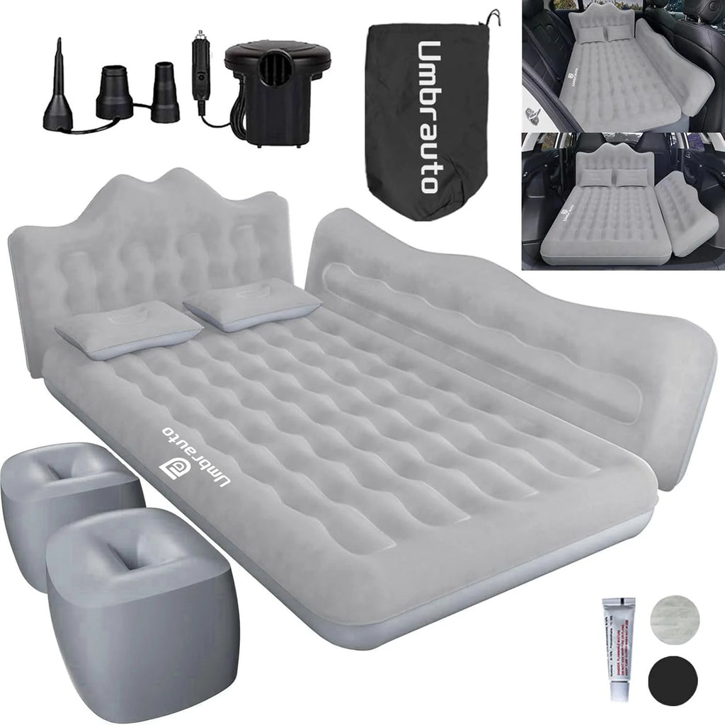Umbrauto 29.53in/75cm Wide Car Air Mattress – Inflatable SUV, Truck & Van Back Seat Camping Bed with Pump & Pillows, Gray