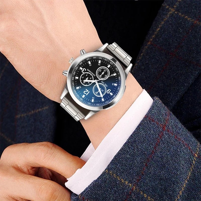 1/2PCS Men Business Watches Fashion Men's Steel Band Quartz Watch with Bracelet（Box not Included） - 𝐝𝐮𝐯𝐥𝐚𝐬𝐡𝐨𝐩.𝐜𝐨𝐦