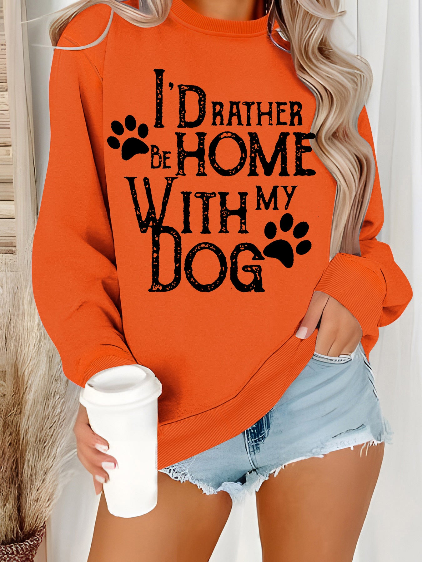 Hoodie with dog pattern print