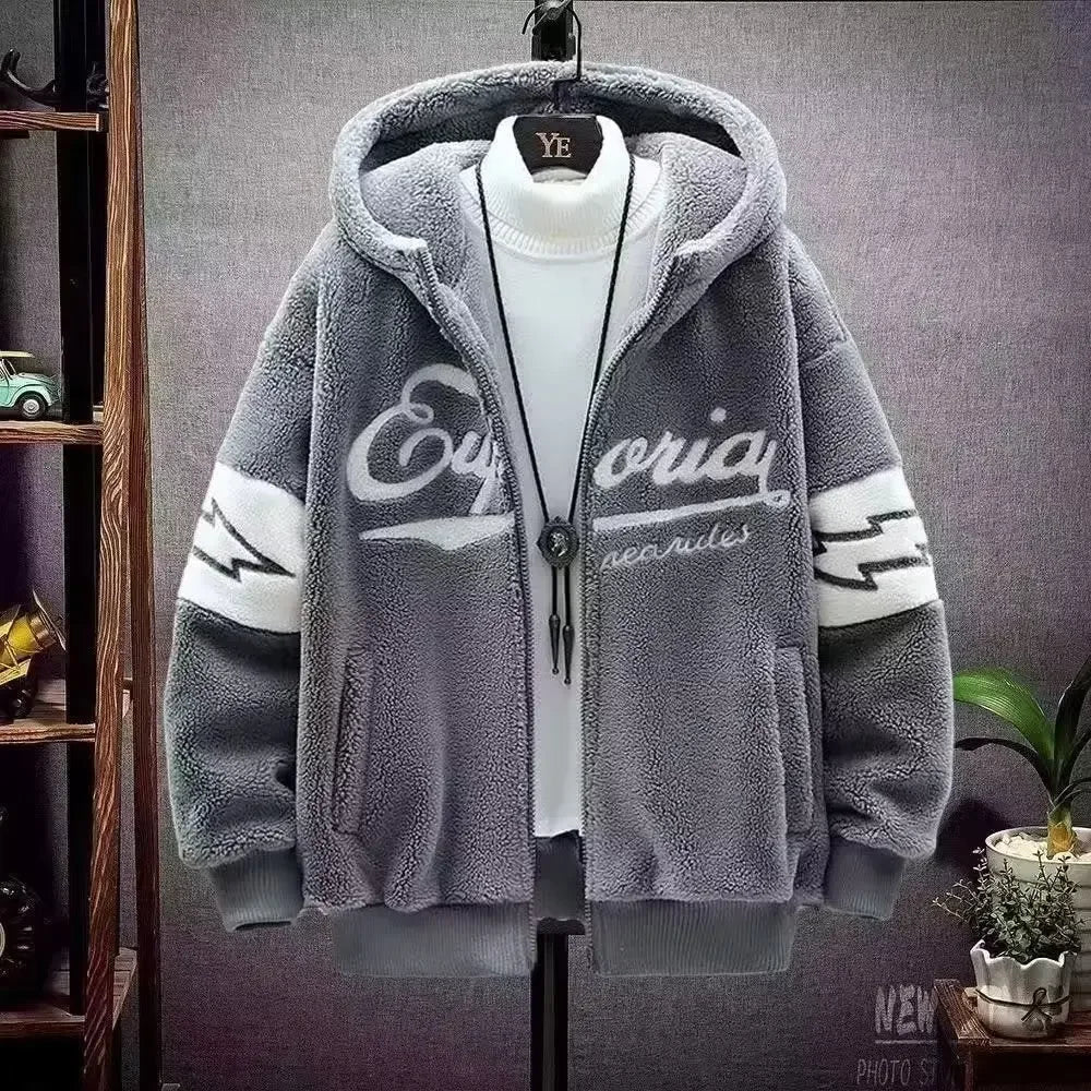 2023 Autumn Winter Men's Hooded Jackets Korean Fashion Streetwear Harajuku Jackets Casual Men Clothing Wool Jackets Warm Jacket - 𝐝𝐮𝐯𝐥𝐚𝐬𝐡𝐨𝐩.𝐜𝐨𝐦