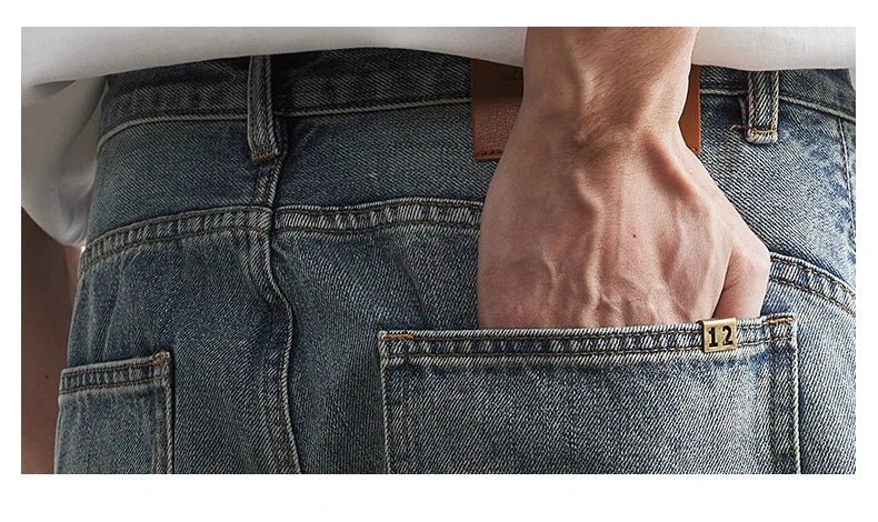 2025 Summer New Men's Denim Pants Old Blue Washed Male Jeans Straight Casual Menwear Loose Wide Leg Trousers Fashion Men Cothing - 𝐝𝐮𝐯𝐥𝐚𝐬𝐡𝐨𝐩.𝐜𝐨𝐦