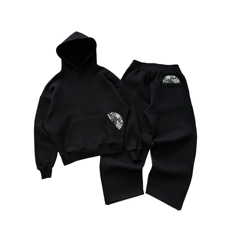 2025 Trendy High Street Retro Casual Streetwear Men's Sports Suit Y2K Harajuku Embroidered Hoodie men Hip - hop Loose Sweatpants - 𝐃𝐔𝐕𝐋𝐀𝐒𝐇𝐎𝐏