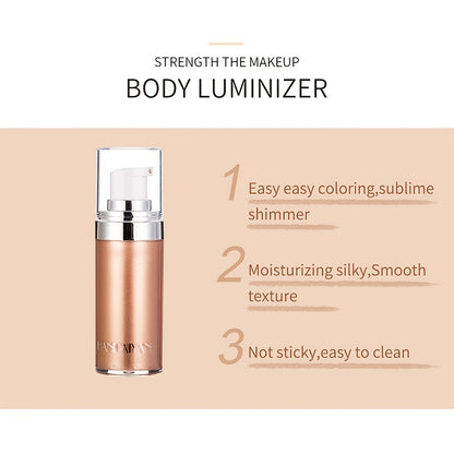 Enlumineur liquide scintillant en 4 couleurs, crème de fond de teint pour le visage et le corps, maquillage illuminateur waterproof