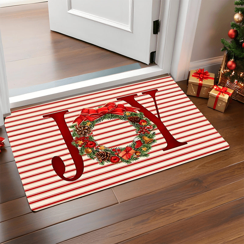 Christmas Faux Wool Rug Cute Cartoon Bathroom Thick Absorbent Floor Mat Entryway Stain-Resistant Easy-to-Clean Rug