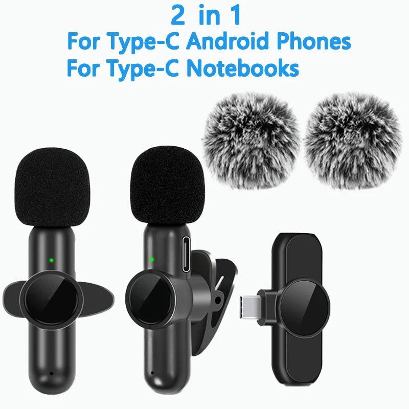 2.4G Wireless Lavalier Microphone Noise Cancelling Audio Video Recording for IPhone/iPad/Android/Xiaomi/Samsung Live Game Mic - 𝐝𝐮𝐯𝐥𝐚𝐬𝐡𝐨𝐩.𝐜𝐨𝐦
