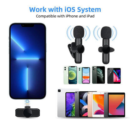 2.4G Wireless Lavalier Microphone Noise Cancelling Audio Video Recording for IPhone/iPad/Android/Xiaomi/Samsung Live Game Mic - 𝐝𝐮𝐯𝐥𝐚𝐬𝐡𝐨𝐩.𝐜𝐨𝐦