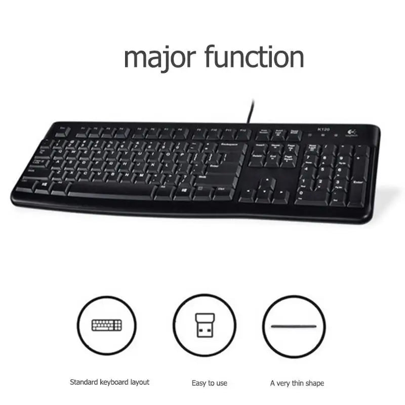Logitech K120 wired keyboard notebook desktop computer office home USB office desktop waterproof