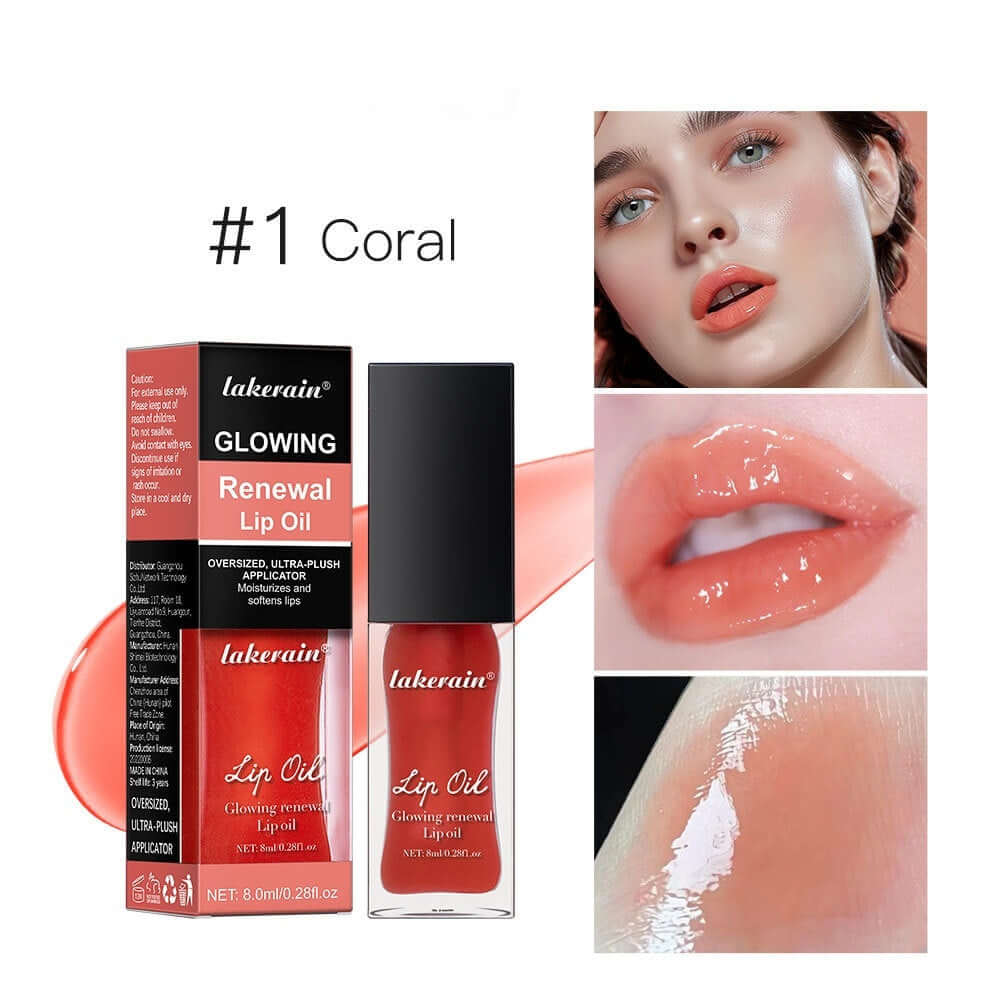 Gloss à lèvres Glow nourrissant et hydratant avec une finition brillante, présenté en deux tubes.