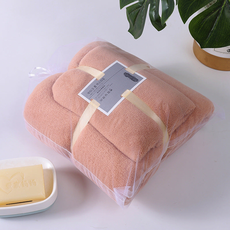 Coral Velvet Solid Color Towel Bath Towel Set Soft Absorbent Face Towel