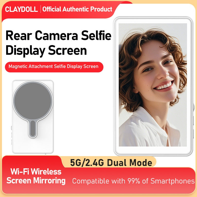 Wireless Screen Mirroring Device for Selfie and Live Streaming with Rear Camera Functionality