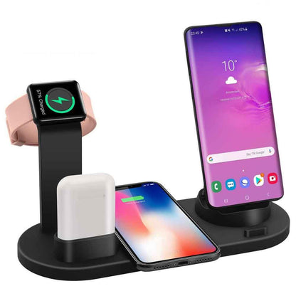 4 in 1 Wireless Charging Dock Station For Apple Watch iPhone X XS XR MAX 11 Pro 8 Airpods 10W Qi Fast Charger Stand Holder - 𝐃𝐔𝐕𝐋𝐀𝐒𝐇𝐎𝐏