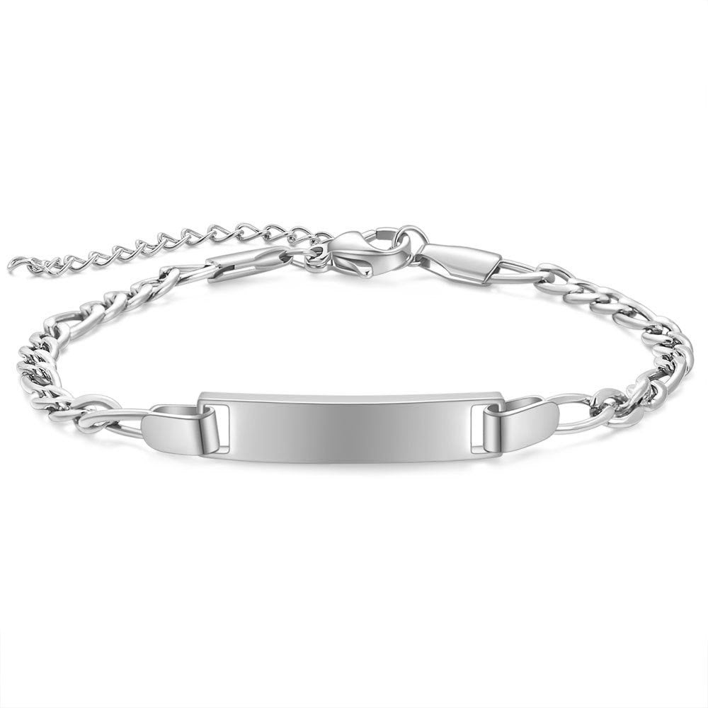 Customizable children's smooth strip stainless steel curved bracelet with adjustable 16+4cm
