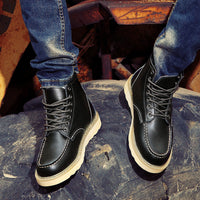 British casual high top genuine leather work boots big toe leather shoes