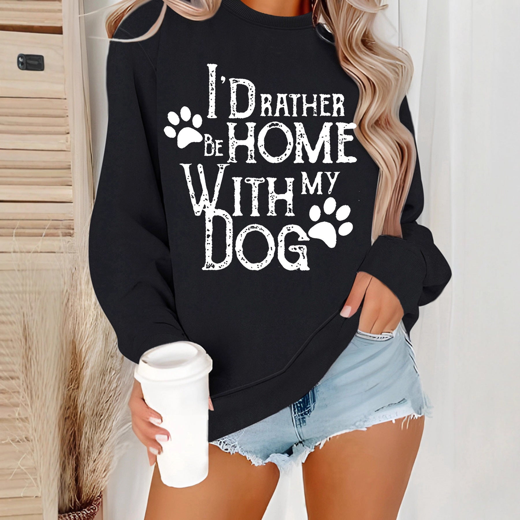 Hoodie with dog pattern print