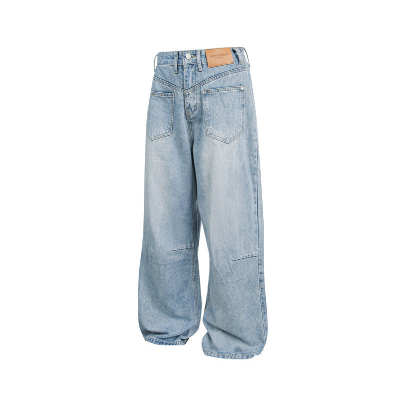 Deconstructed Casual Straight Leg Jeans