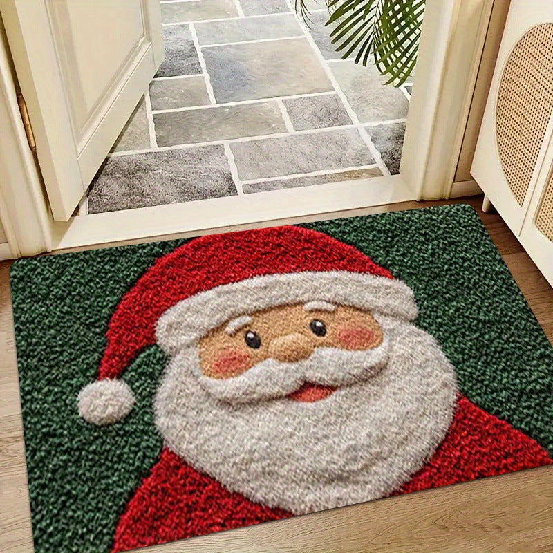Christmas Faux Wool Rug Cute Cartoon Bathroom Thick Absorbent Floor Mat Entryway Stain-Resistant Easy-to-Clean Rug