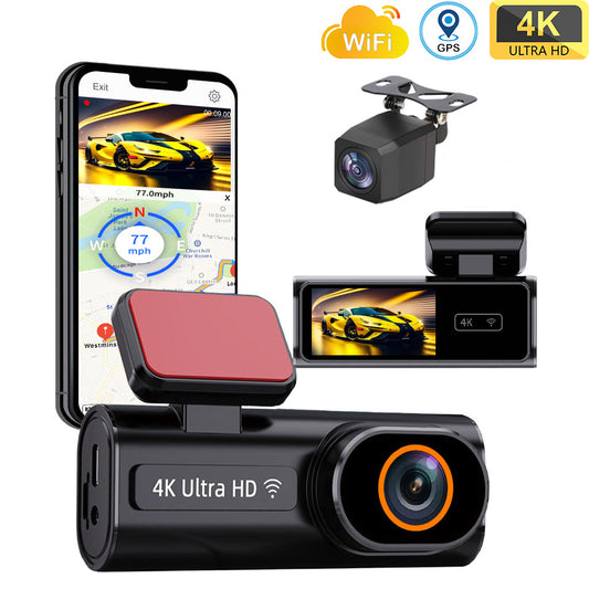 Caméra de Voiture 4K Dual Lens – Dashcam WiFi avec Écran 1.97” & Mode Parking Surveillance 24h