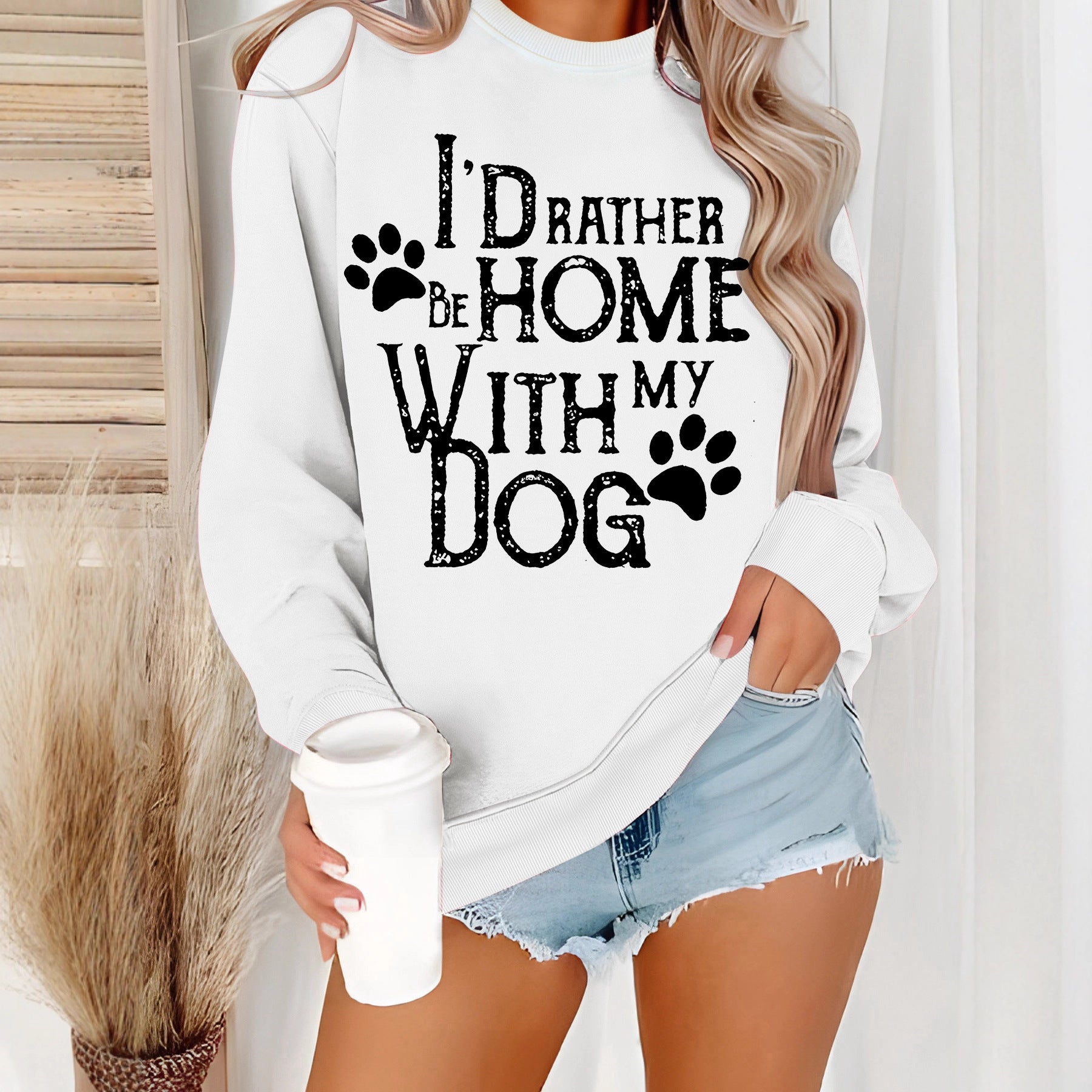 Hoodie with dog pattern print
