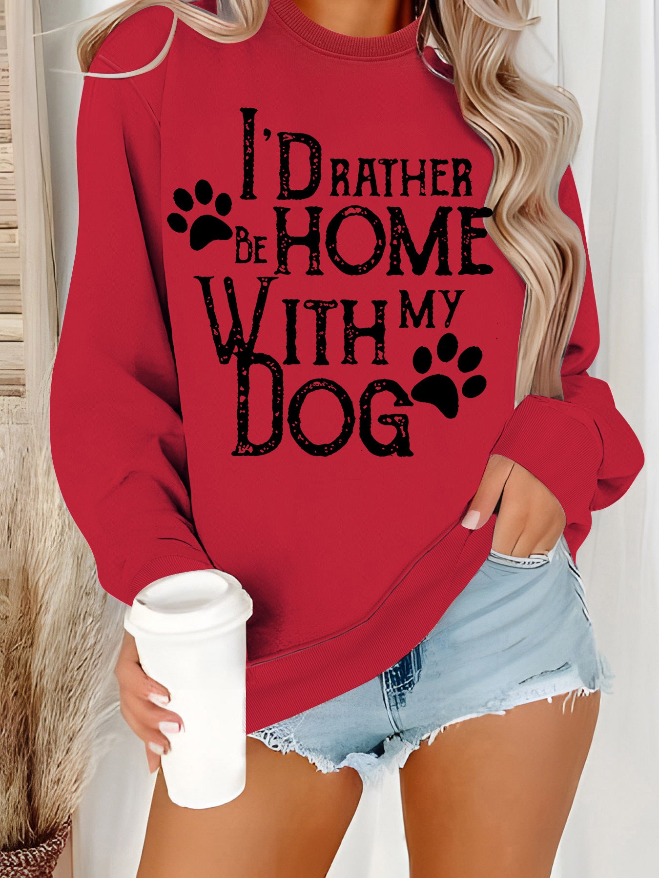 Hoodie with dog pattern print