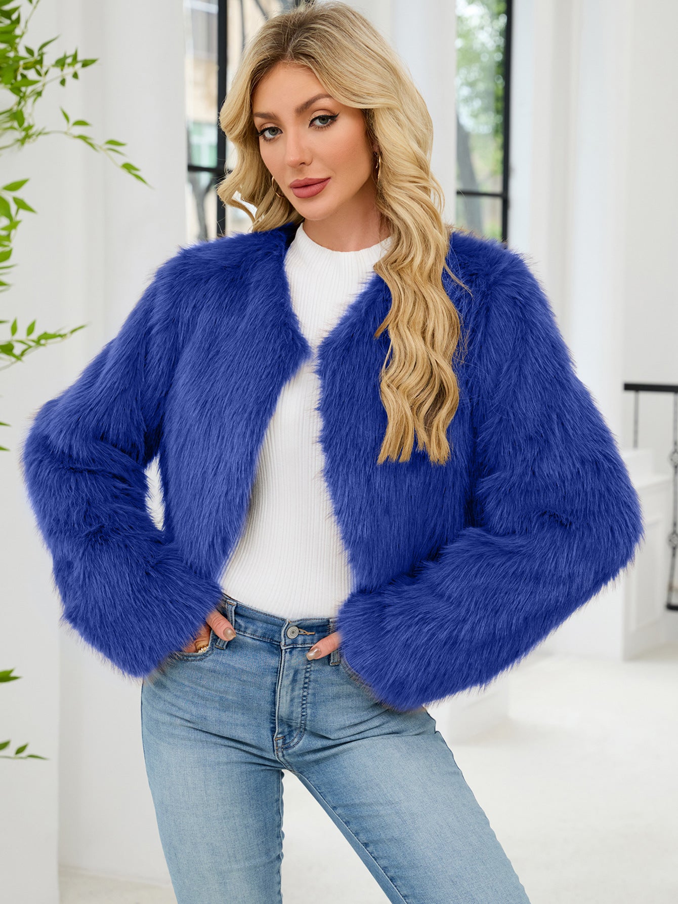 Imitation fur top women's fur short jacket