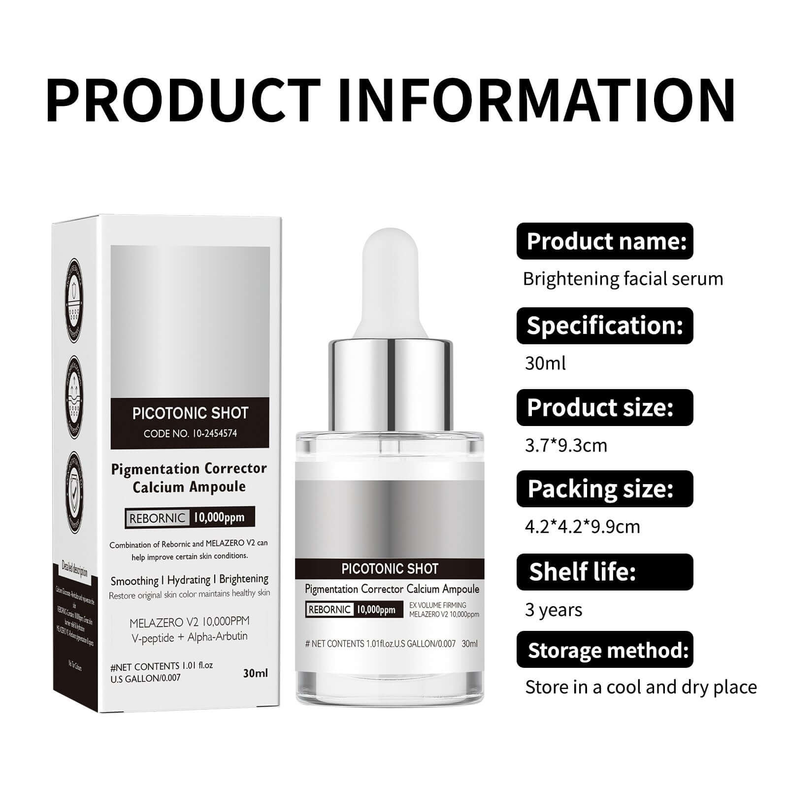 Solution de soin facial éclaircissant Care Suit, flacon de 0 ml avec étiquette bleue, pour une peau lumineuse.