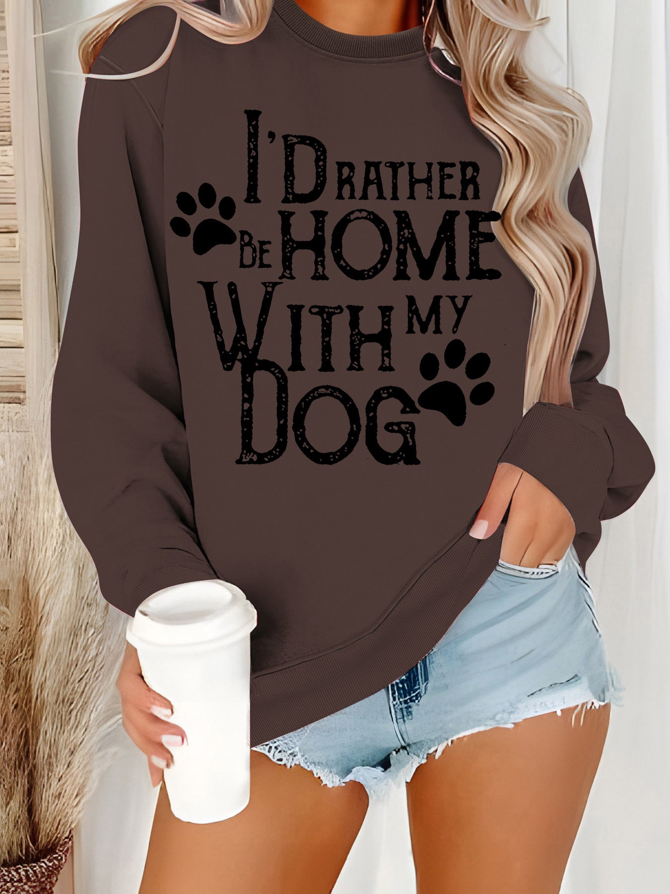 Hoodie with dog pattern print