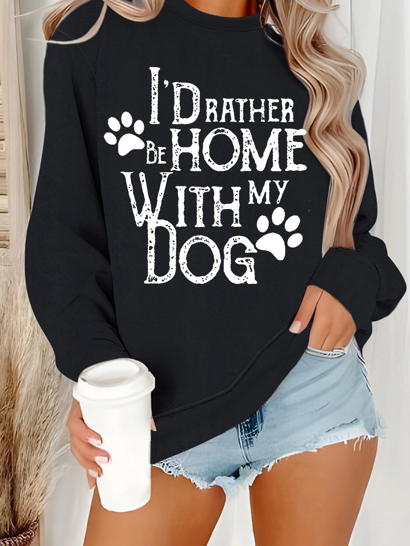 Hoodie with dog pattern print