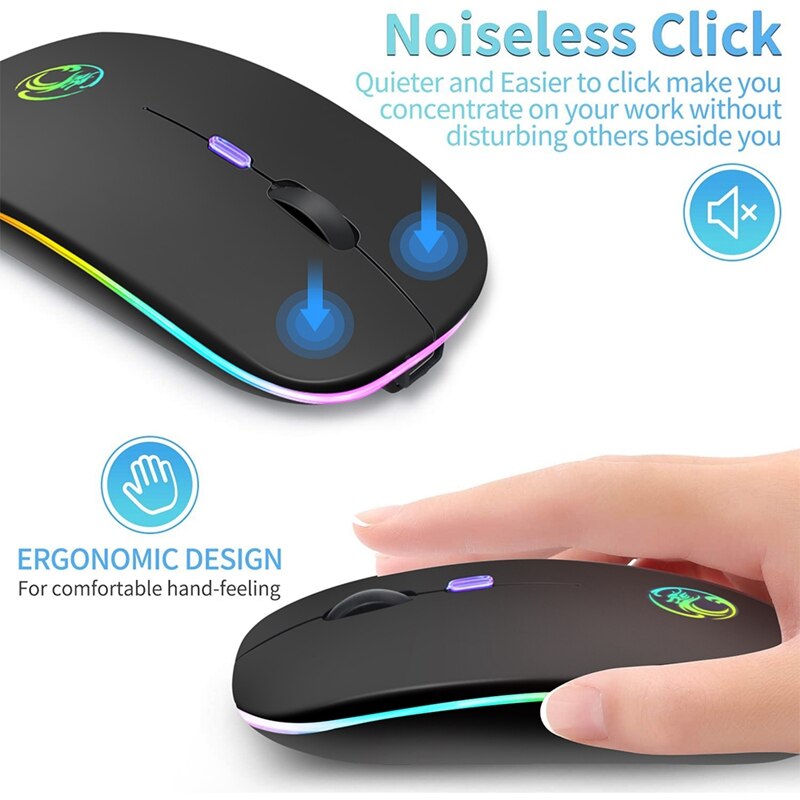 Wireless Mouse Bluetooth RGB Rechargeable Mouse Wireless Computer Silent Mause LED Backlit Ergonomic Gaming Mouse For Laptop PC