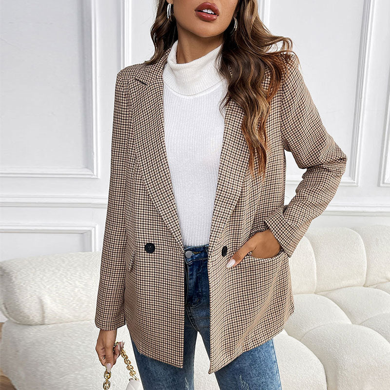 Casual suit retro style houndstooth suit jacket