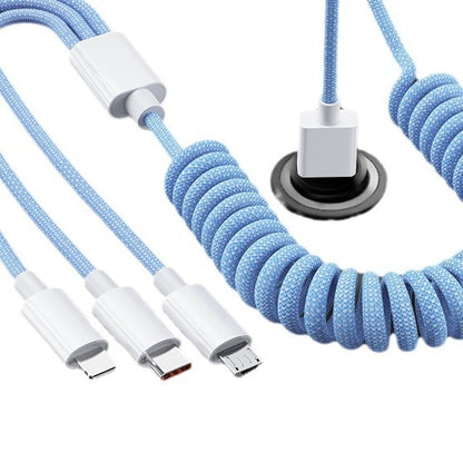 Suitable for one to three braided fast charging car data cable type-c three in one charging cable