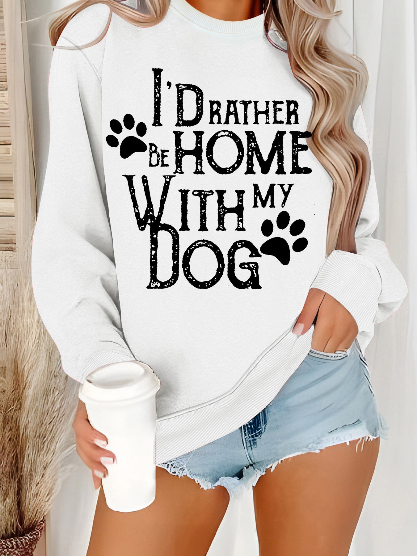 Hoodie with dog pattern print