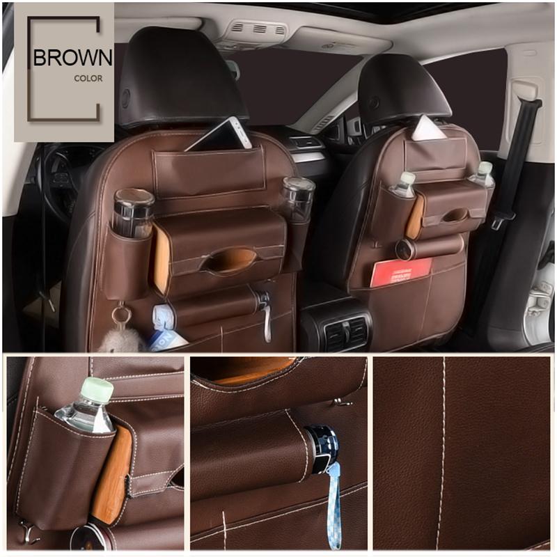 Car Seat Back Storage Bag Organizer Travel Box Pocket PU Leather Universal Stowing Tidying Protector Kids Drink Auto Accessoires