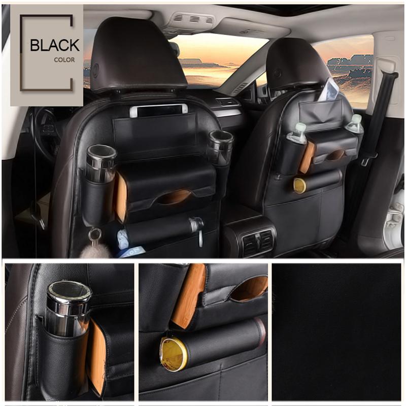 Car Seat Back Storage Bag Organizer Travel Box Pocket PU Leather Universal Stowing Tidying Protector Kids Drink Auto Accessoires