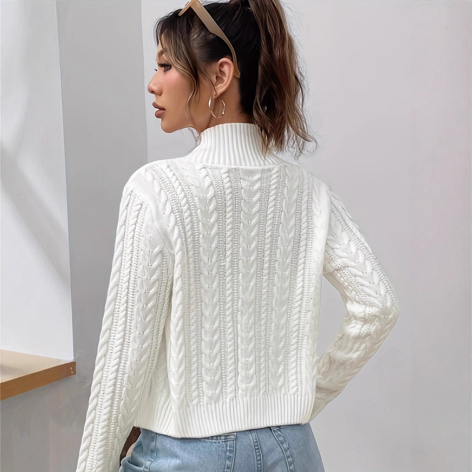 Zipper knitted cardigan sweater for women