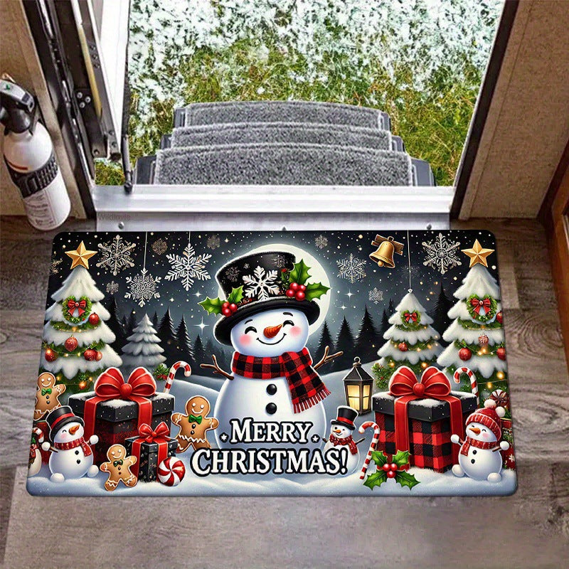 Christmas Faux Wool Rug Cute Cartoon Bathroom Thick Absorbent Floor Mat Entryway Stain-Resistant Easy-to-Clean Rug