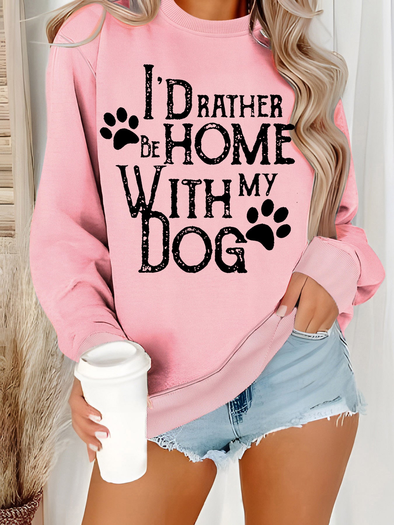 Hoodie with dog pattern print