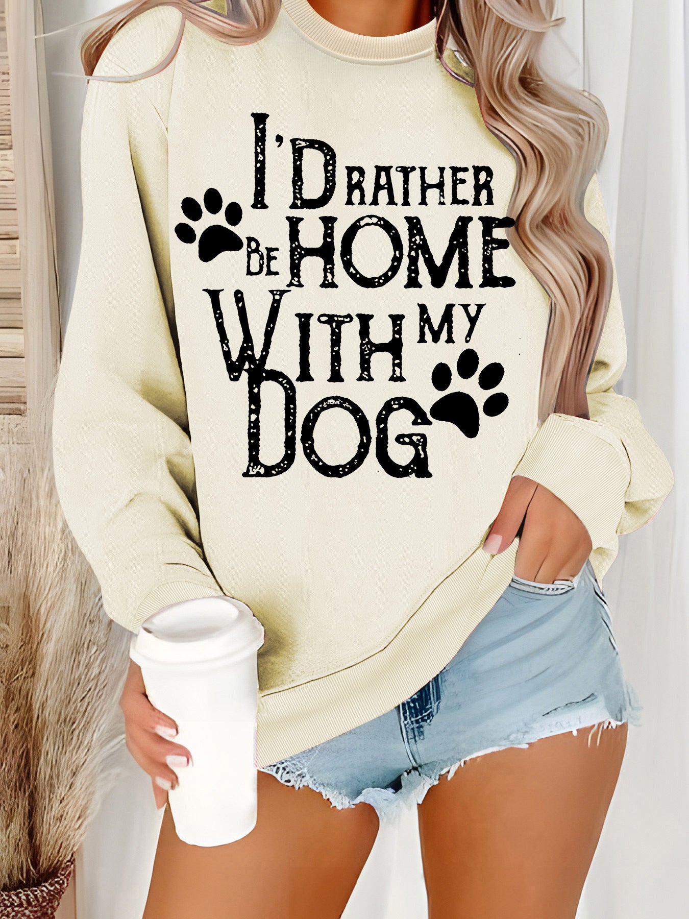 Hoodie with dog pattern print