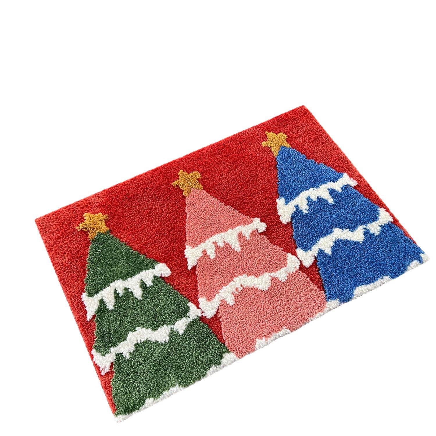 Christmas Faux Wool Rug Cute Cartoon Bathroom Thick Absorbent Floor Mat Entryway Stain-Resistant Easy-to-Clean Rug